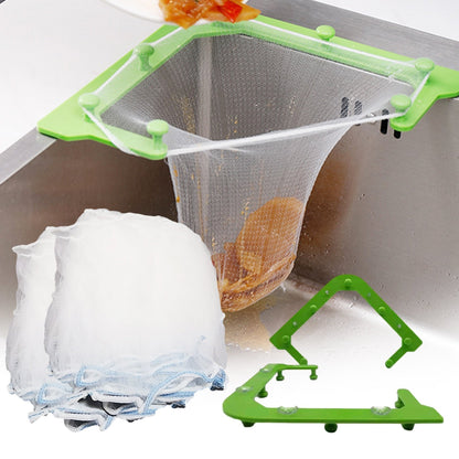 Triangular Kitchen Sink Strainer Mesh Bag Holder | Efficient and Easy Waste Management Solution