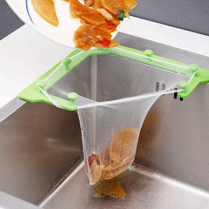 Triangular Kitchen Sink Strainer Mesh Bag Holder | Efficient and Easy Waste Management Solution