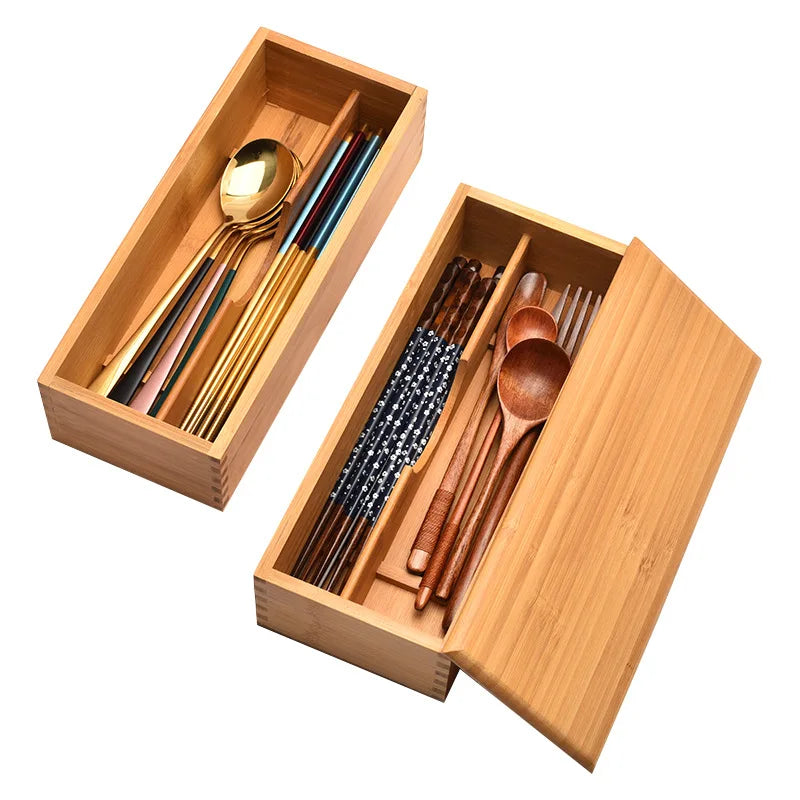 Eco-Friendly Adjustable Bamboo Drawer Organizer | Versatile Storage for Kitchen Utensils