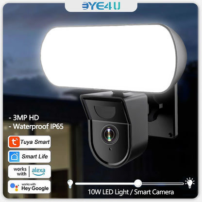 Smart 3MP WiFi Floodlight Security Camera | LED Lights & Remote Monitoring