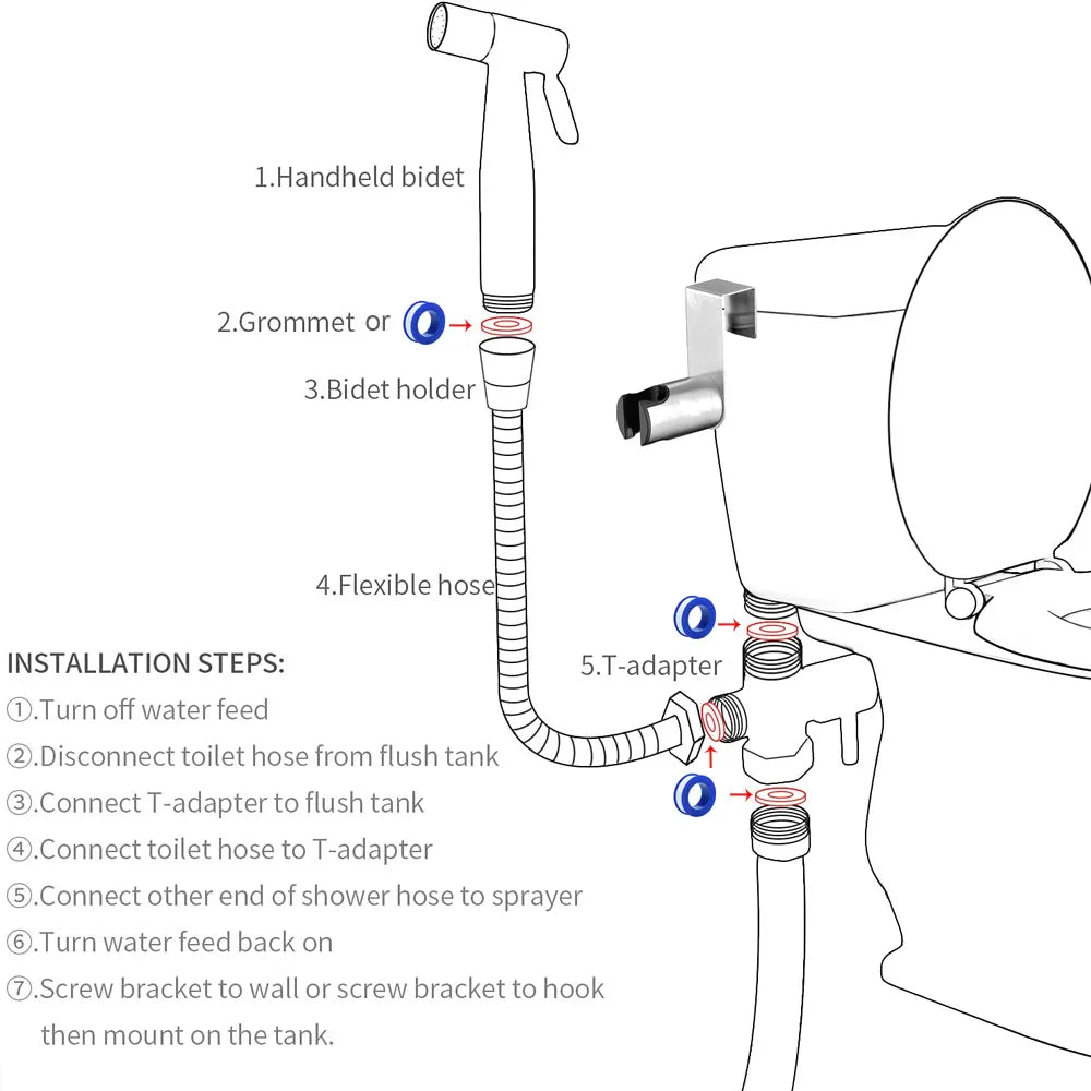 Premium Handheld Stainless Steel Bidet Sprayer Kit