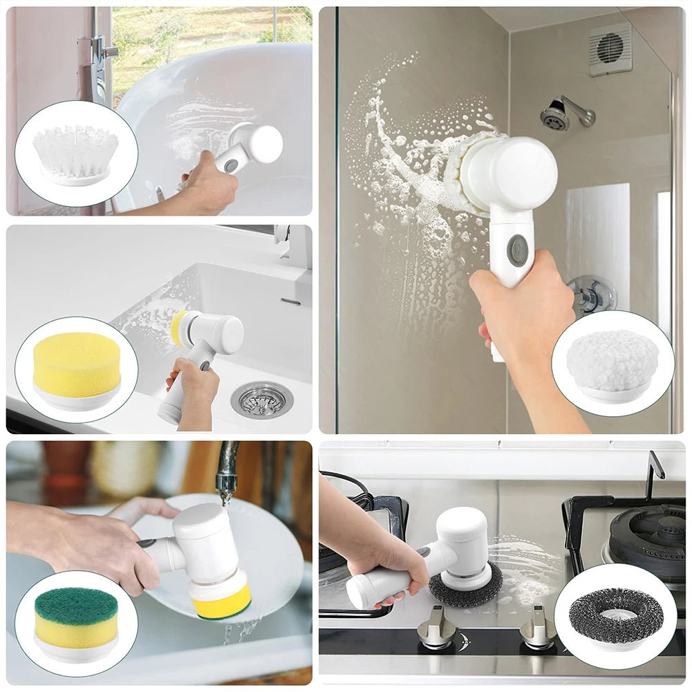 Electric Spin Scrubber with Multi-Head Attachments | Powerful Cleaning for Every Surface