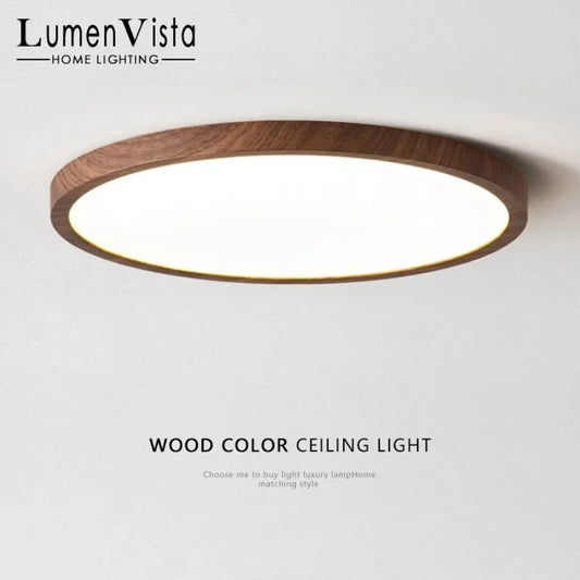 Modern Ultra-Thin LED Ceiling Light | Sleek Walnut Finish for Elegant Home Lighting