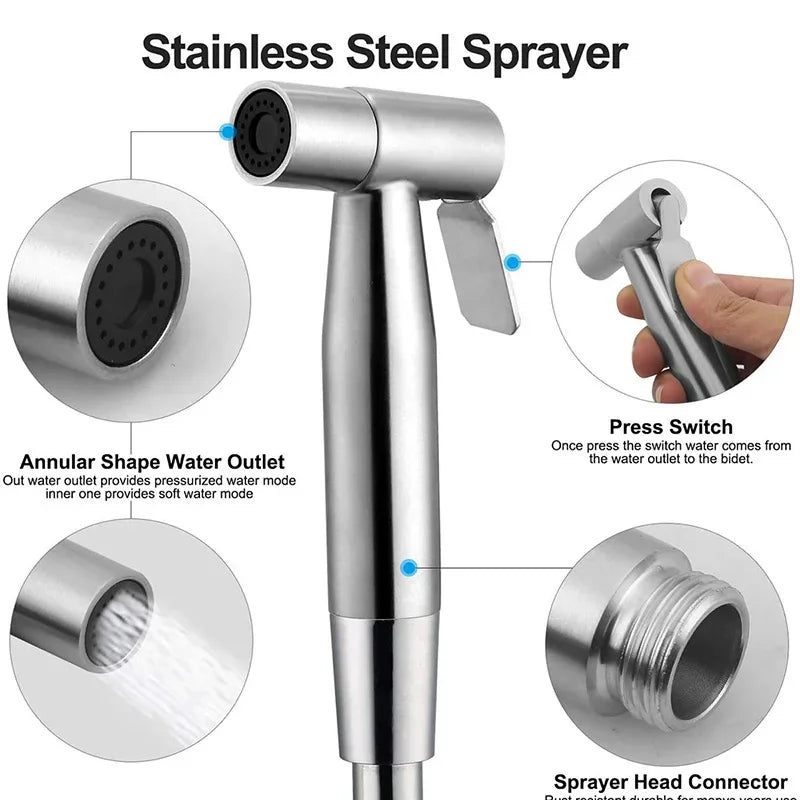 Premium Handheld Stainless Steel Bidet Sprayer Kit