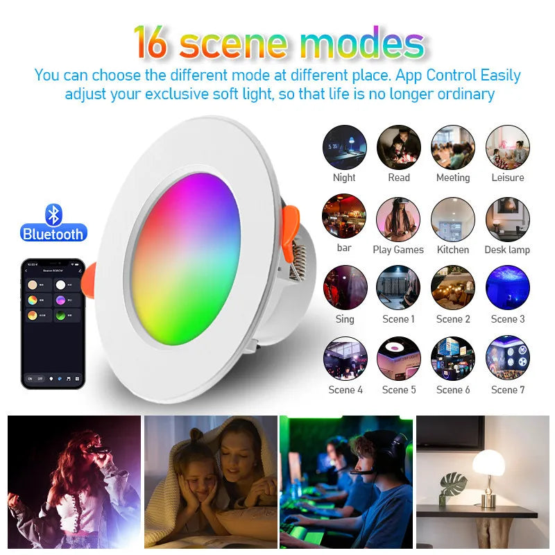 Voice-Controlled Dimmable RGB LED Downlight | Smart Recessed Lighting for Home