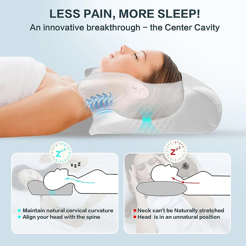 Ergonomic 2-in-1 Memory Foam Neck Support Pillow