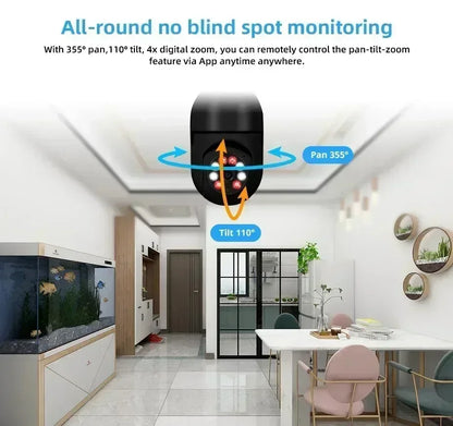 Smart Security Camera with 4X Zoom, AI Motion Detection, and Full Color Night Vision