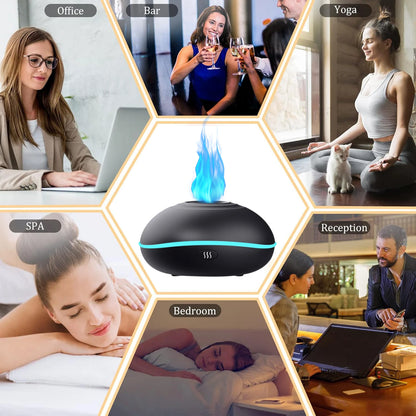 7-Color LED Aromatherapy Flame Humidifier | Ultrasonic Diffuser for Relaxation & Wellness