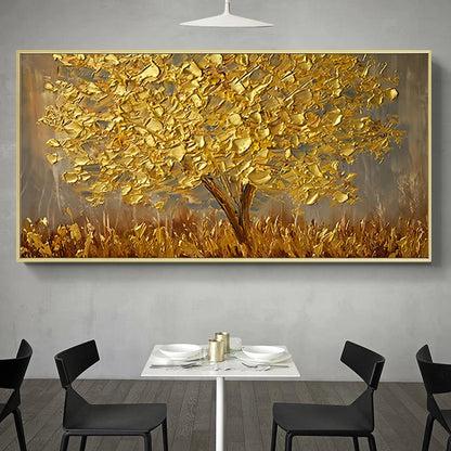 Glamorous Gold Tree Floral Canvas Art | Chic Wall Decor for Modern Homes