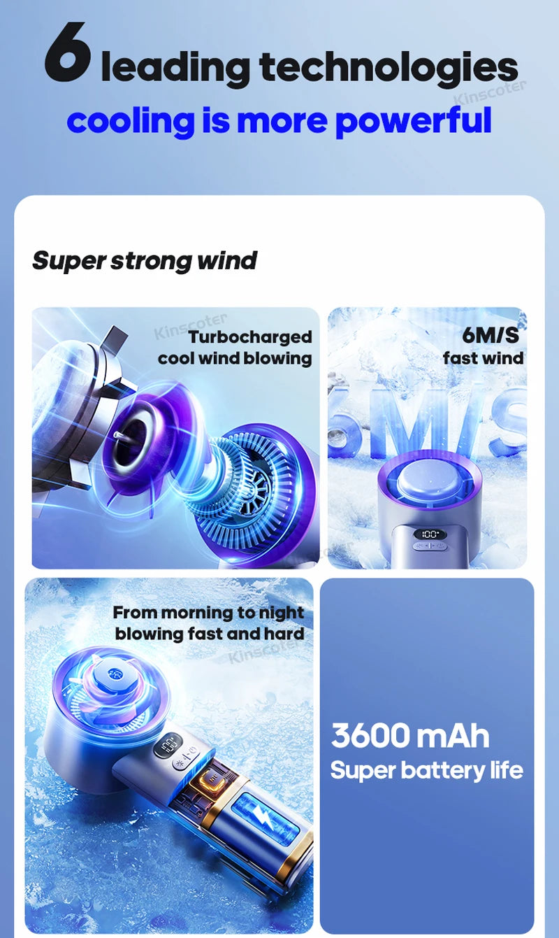 Turbo Handheld Fan with 100 Speeds & Ice-Cooling | Compact & Powerful Cooling Solution