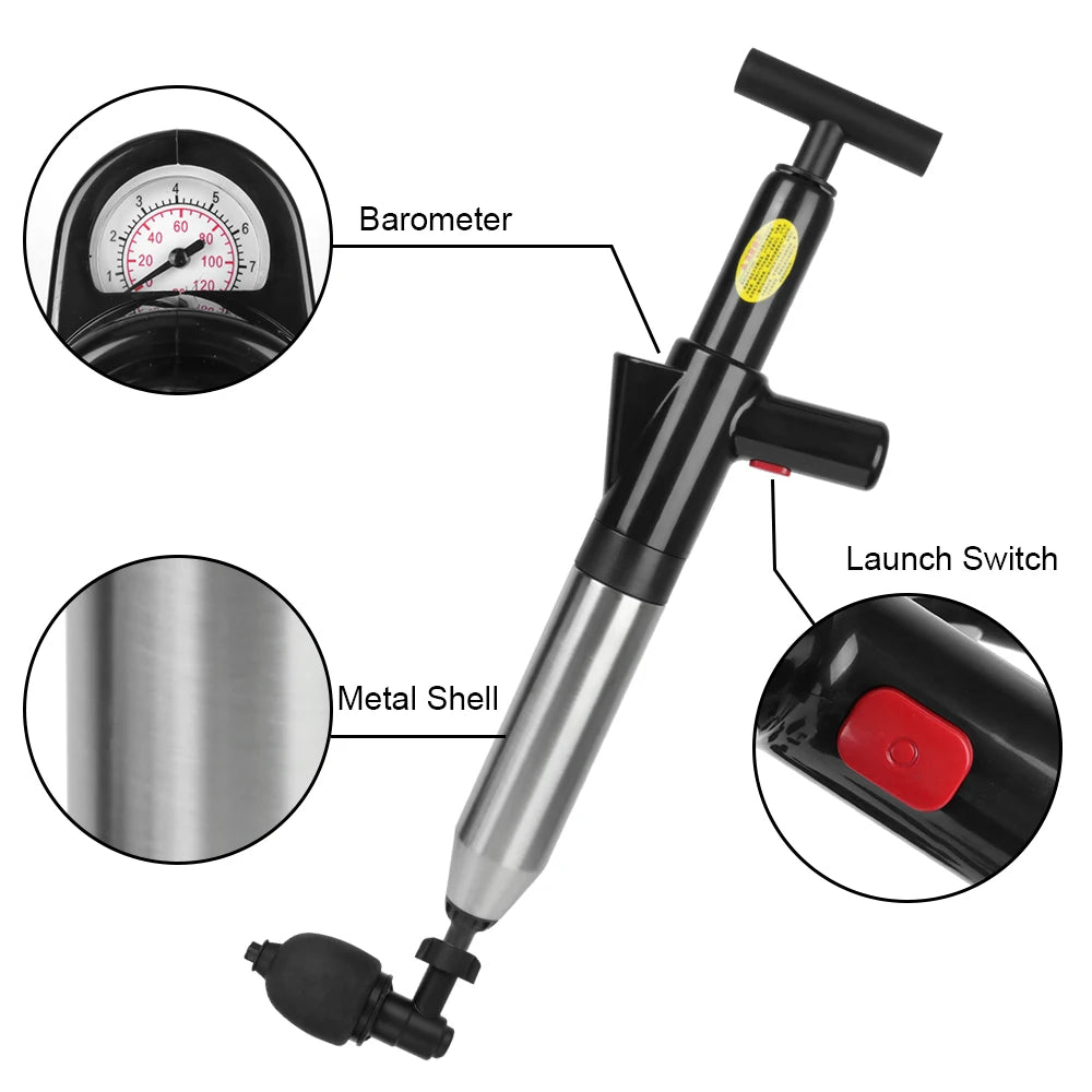 Powerful Air Drain Blaster for Unclogging Toilets and Drains - Manual High Pressure Plunger