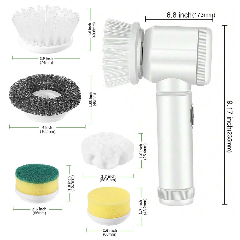 Electric Spin Scrubber with Multi-Head Attachments | Powerful Cleaning for Every Surface