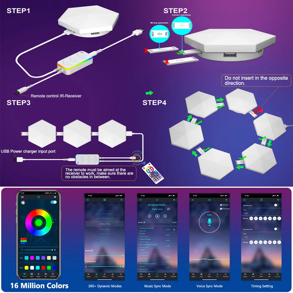 Hexagonal Smart LED Ambient Lights