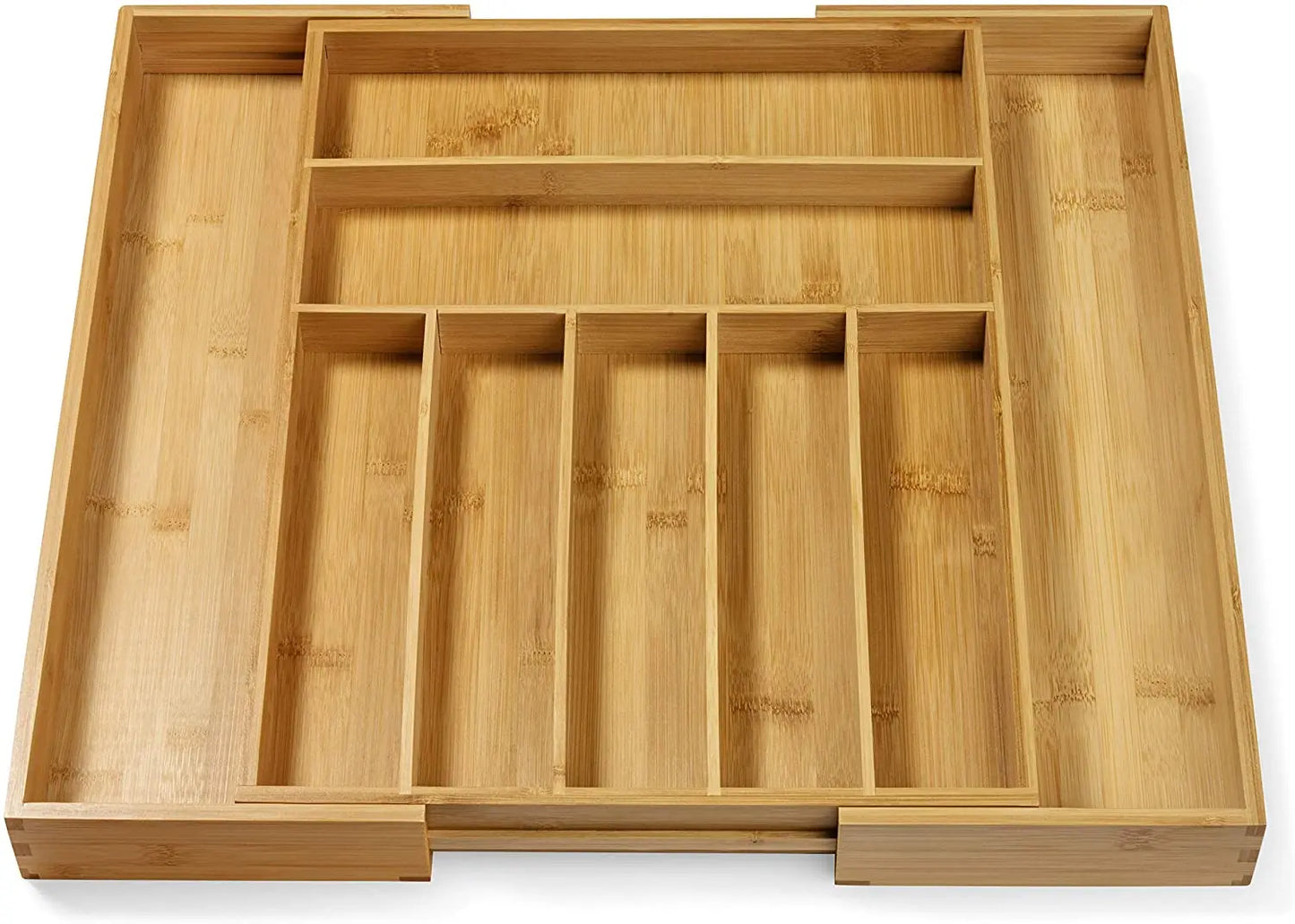 Eco-Friendly Adjustable Bamboo Drawer Organizer | Versatile Storage for Kitchen Utensils