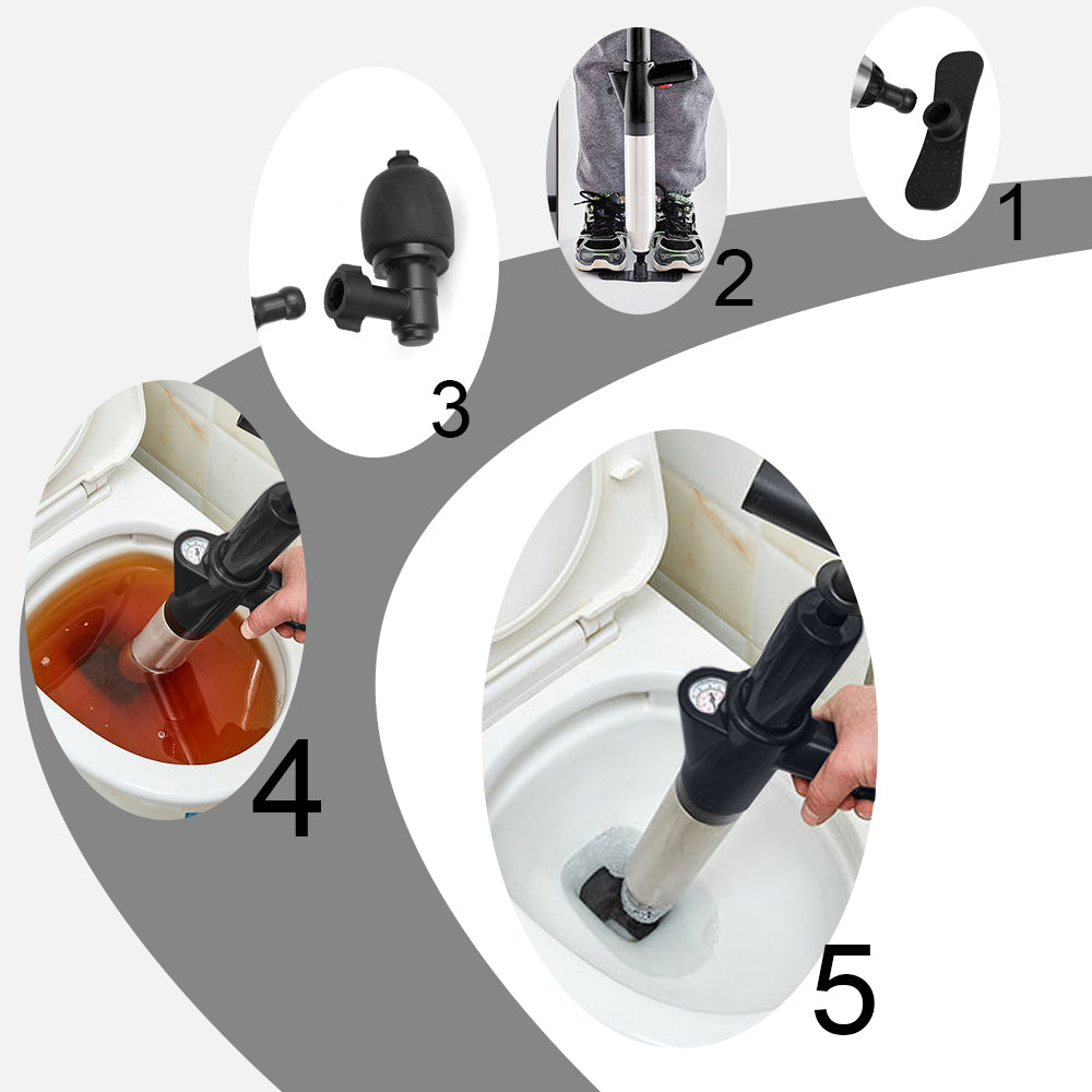 Powerful Air Drain Blaster for Unclogging Toilets and Drains - Manual High Pressure Plunger