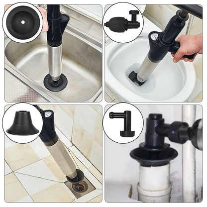 Powerful Air Drain Blaster for Unclogging Toilets and Drains - Manual High Pressure Plunger